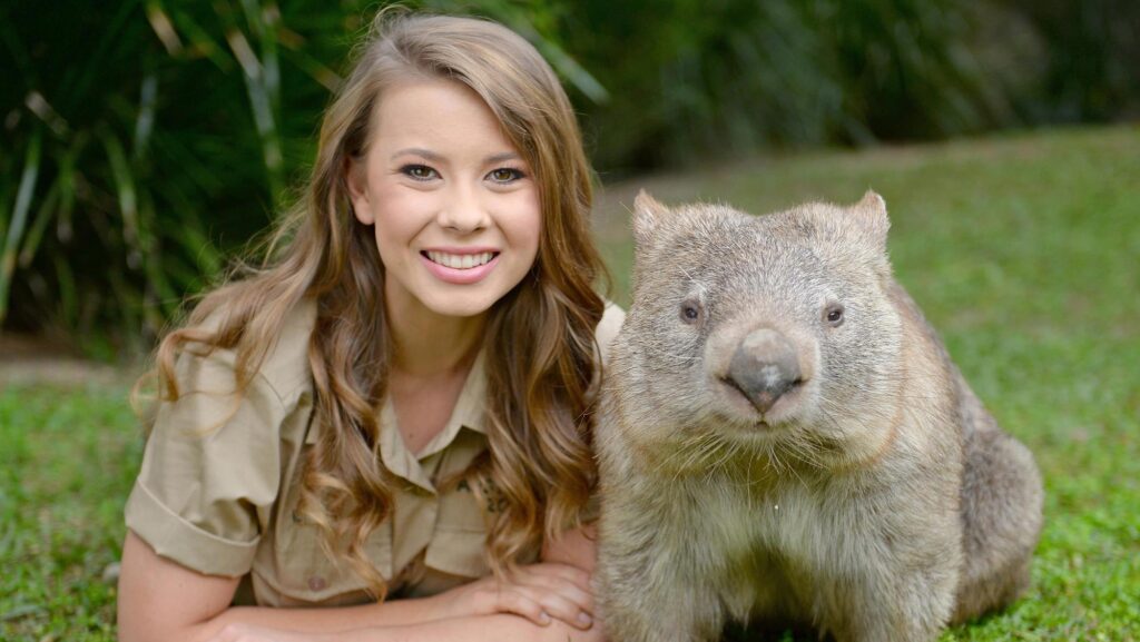 Bindi Irwin with a Wombat