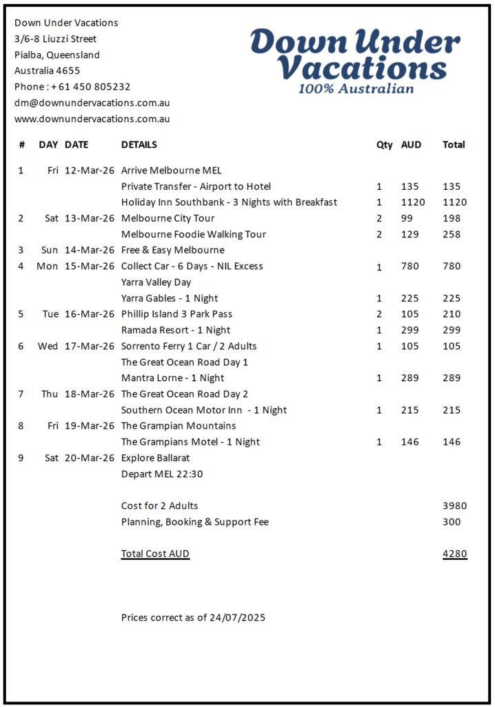 Melbourne-Great-Ocean-Road-itemised-pricing